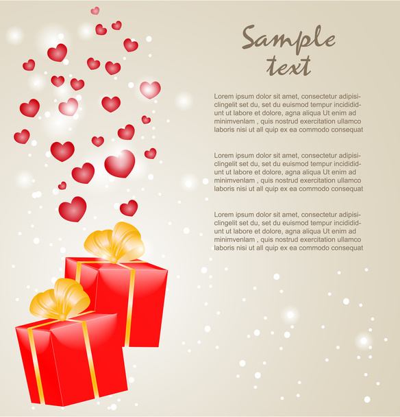 Gift boxes with gold ribbons and hearts - Vecteur, image