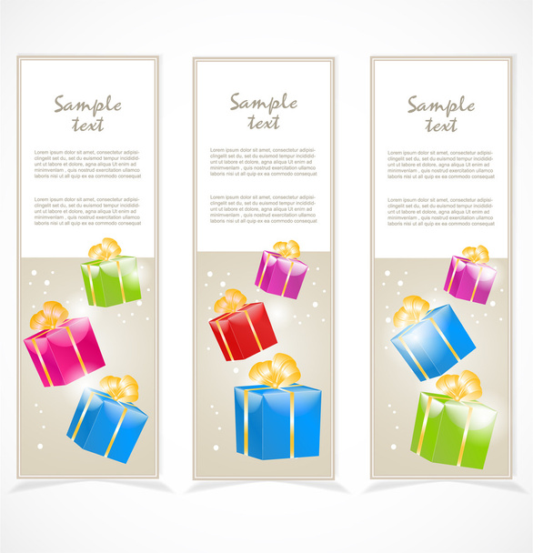 Banners with gift boxes - Vector, afbeelding