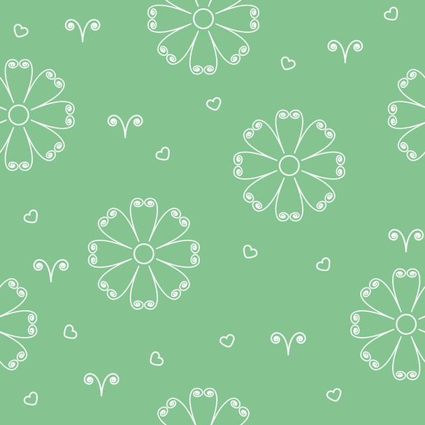 vector decor seamless pattern flowers green color - ベクター画像