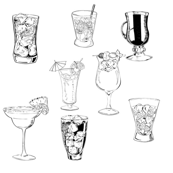 vector illustratie ontwerp van verse cocktails ingesteld op achtergrond - Vector, afbeelding
