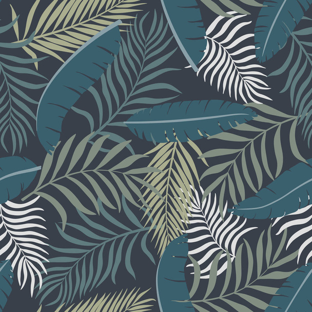 Tropical background with palm leaves. Seamless floral pattern.  - Vector, afbeelding