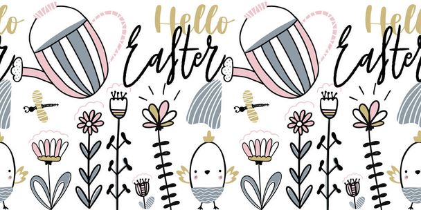 Easter card with calligraphy lettering hello easter. Handwritten vector illustration - Vektor, kép