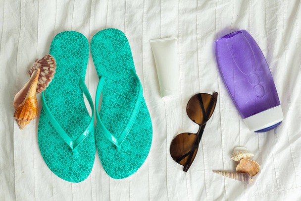 Summer Beach accessories close up  - Foto, afbeelding