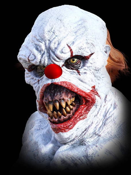 3D-weergave van een kwaad kijken clown. - Foto, afbeelding