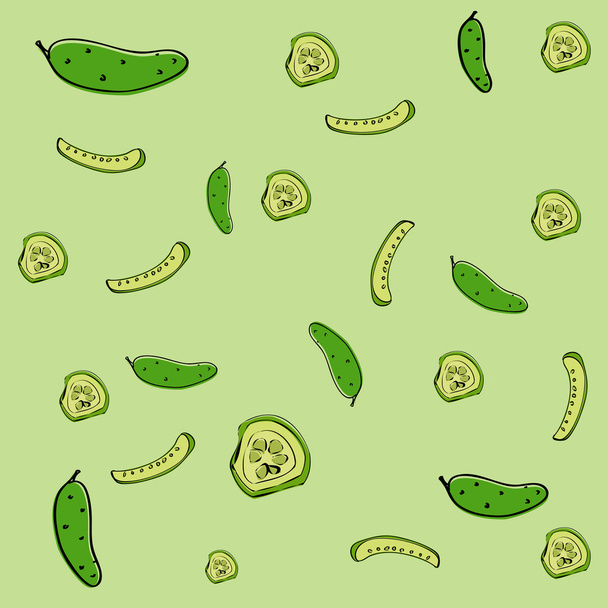 Vector background with cucumber. - Vector, Image