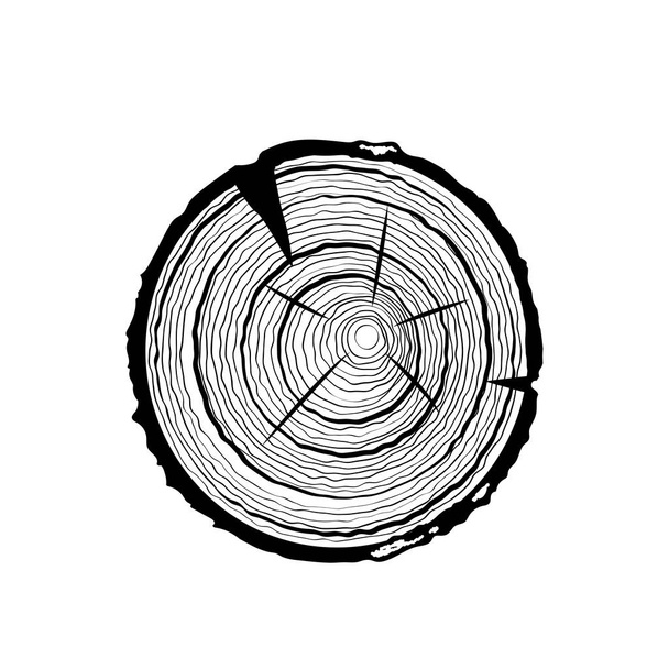 ベクトルの年輪。鋸切断の木の幹。ベクトル図. - ベクター画像