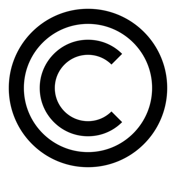 Icono de símbolo de copyright ilustración en color negro estilo plano imagen simple
 - Vector, imagen