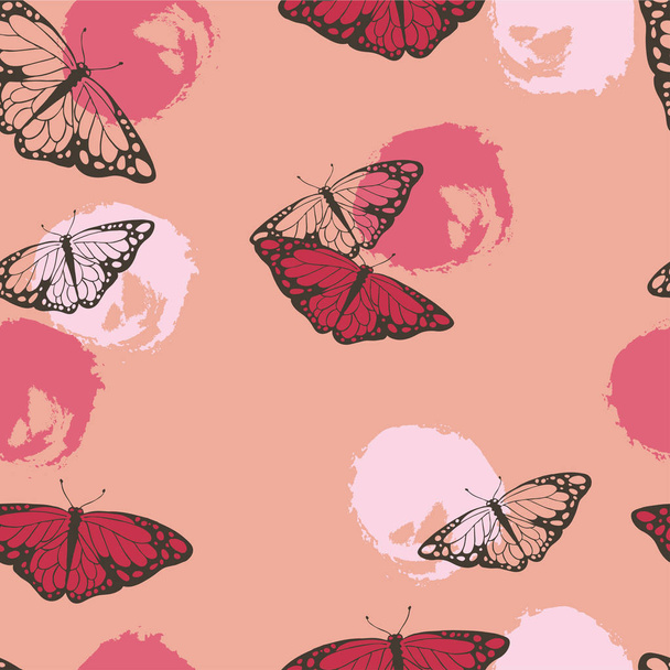 蝶のシームレスなパターン背景のベクトル イラスト デザイン - ベクター画像