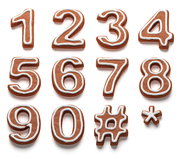 gingerbread numbers isolated with clipping path - Фото, изображение