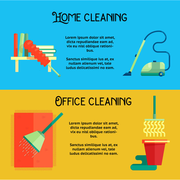 Lakás takarítás szolgáltatás bannerek - Vektor, kép