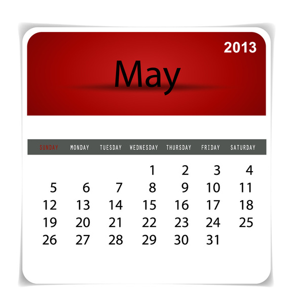Simple 2013 calendar, May. All elements are layered separately i - Vector, afbeelding