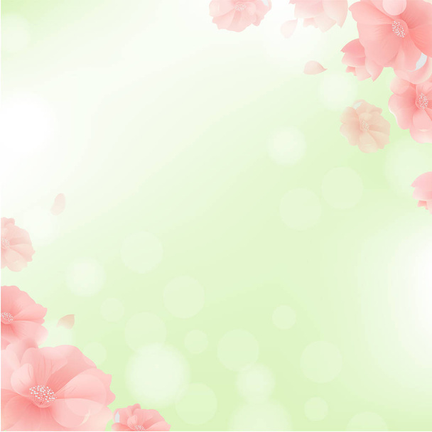 Border With Flowers And Green Background With Gradient Mesh, Vector Illustration - ベクター画像