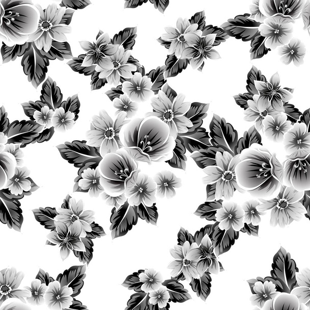 Seamless vintage style flower pattern. Floral elements on white. - Vecteur, image