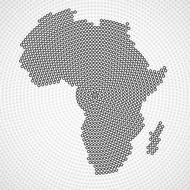 Abstrakti Afrikka kartta säteittäinen pisteitä, halftone käsite
 - Vektori, kuva