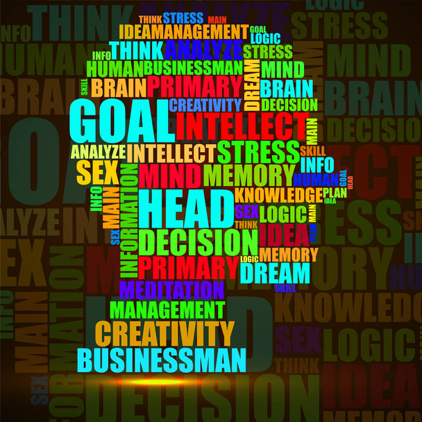 Silhouette abstraite colorée tête humaine de mots. Vecteur
 - Vecteur, image