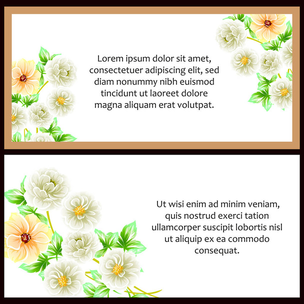 Vintage style flower wedding cards set. Floral elements in color - Wektor, obraz
