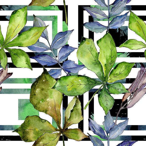 Chestnut leaves pattern  in a watercolor style. - Foto, Bild