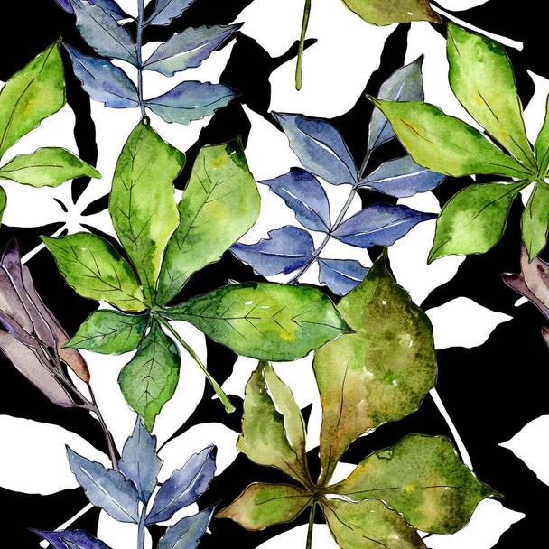 Modèle de feuilles de châtaignier dans un style aquarelle
. - Photo, image