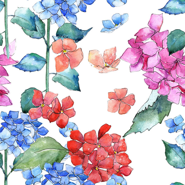 Wildflower hydrangea flower pattern in a watercolor style. - Fotografie, Obrázek