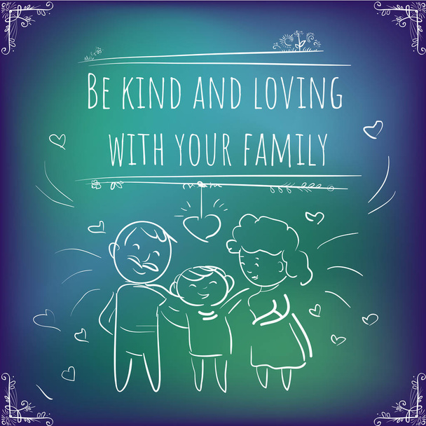 Hundred important reminders - notes - Be kind and loving with you family - Vector, Image