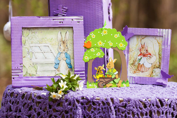 春の庭でイースターの装飾。復活祭の日曜日。ソフト (fok) - 写真・画像