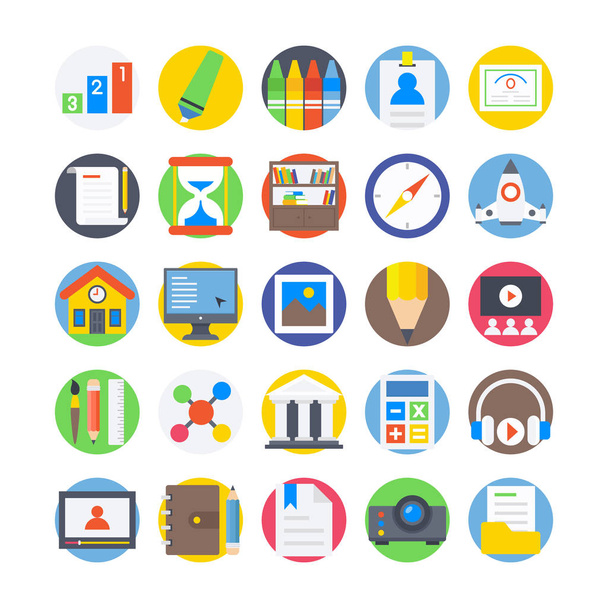 Education Flat Colored Icons 4 - Vector, imagen