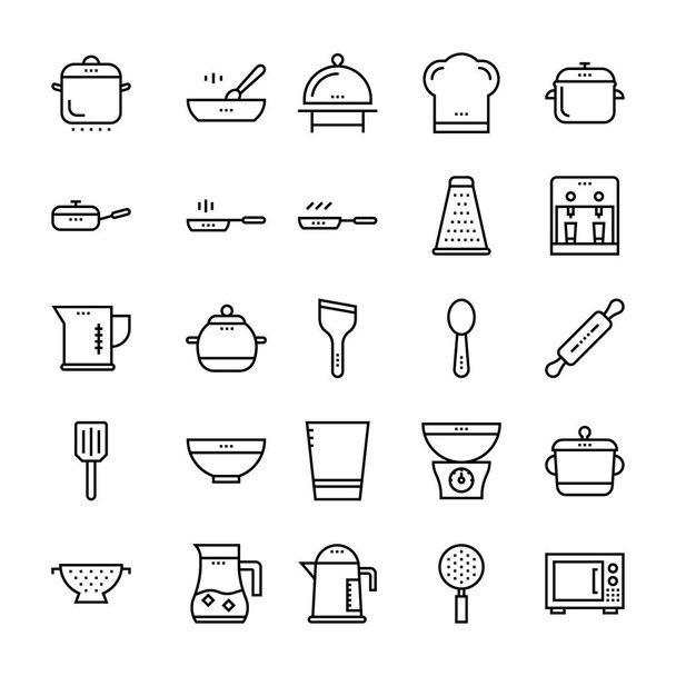 Kitchen Utencils Line Icons 2 - Vector, Image