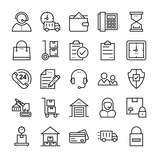Global Logistics, Shipping, Delivery Line Icons 2 - Vector, Image