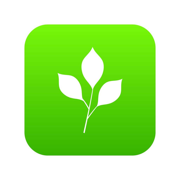 Cherry leaves icon digital green - Vector, afbeelding