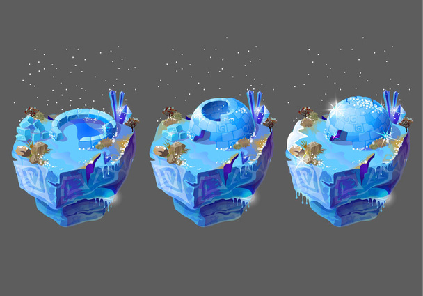 Vector cartoon blue ice house for game design - Vector, Image