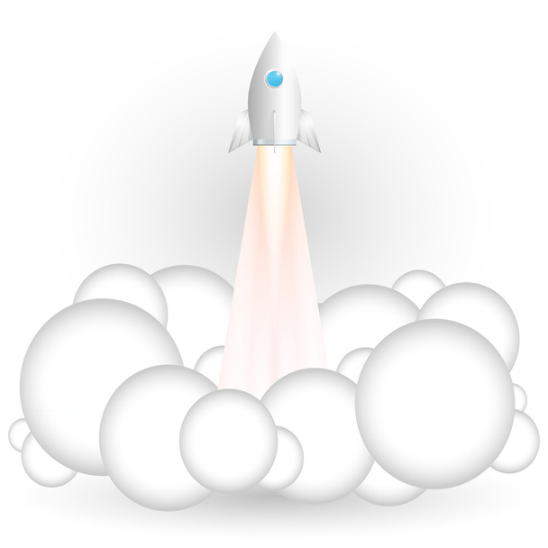 Vector illustration of flying rocket. - Vector, imagen