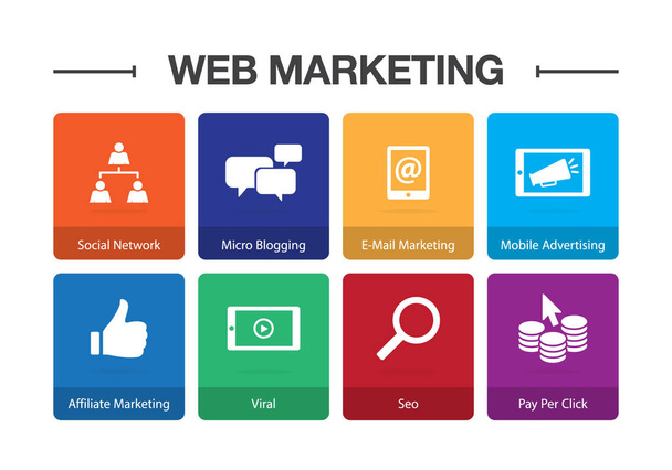 Web Marketing Infographic Icon Set - Vektör, Görsel