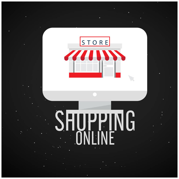 Shopping Online Computer Screen Store Background Vector Image - Vektör, Görsel