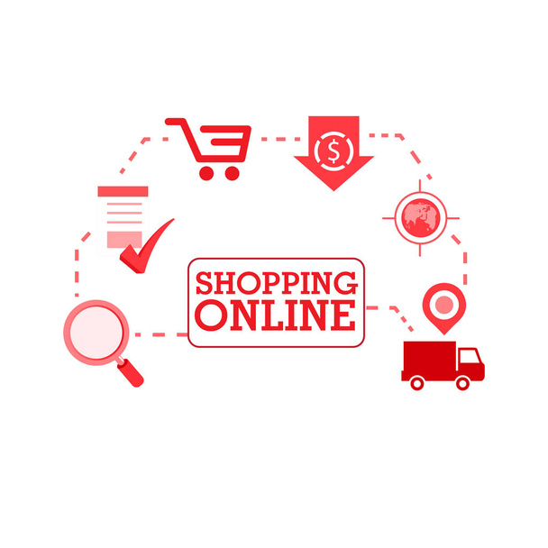 Shopping Online Shop Red Icon Background Vector Image - Vector, imagen