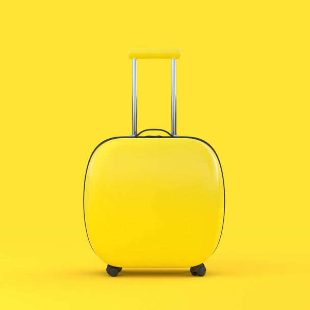 Подорожі валіза жовтого кольору ізольовані з відсічним контуром і моксом
 - Фото, зображення