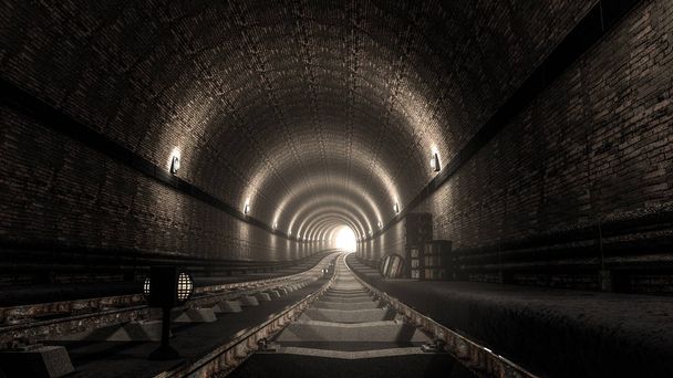 realistické starý tunel metra metra - Fotografie, Obrázek