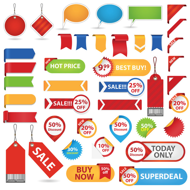 Stickers, Labels And Ribbons set - Vector, Image