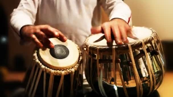 Close-up of man playing the tabla drum - Footage, Video
