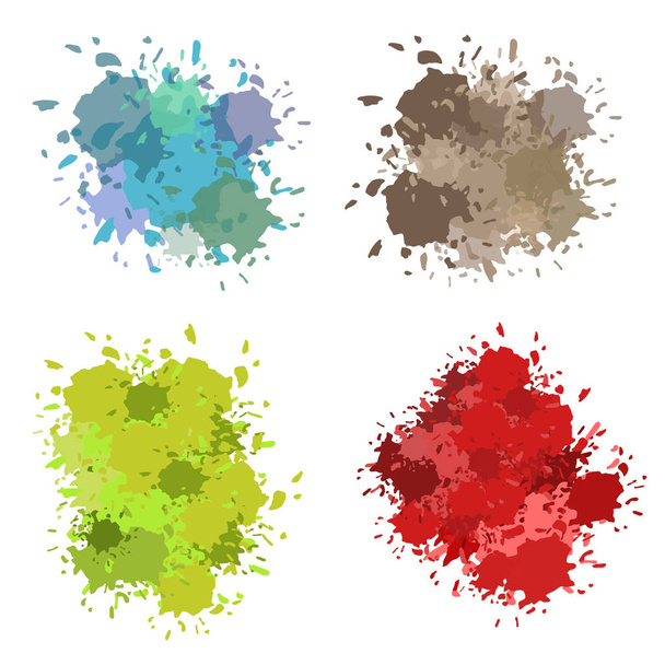 Vector set of colorful ink splashes, ink blots. Splatter collection. - Vector, Image