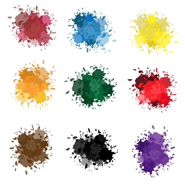 Conjunto vectorial de salpicaduras de tinta de colores, manchas de tinta. Colección de salpicaduras
. - Vector, imagen