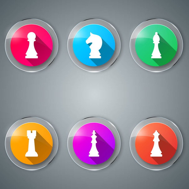 Chess, game set color icon. - Vektor, obrázek