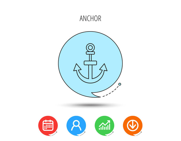 Anchor icon. Nautical drogue sign. Sea symbol. - Διάνυσμα, εικόνα