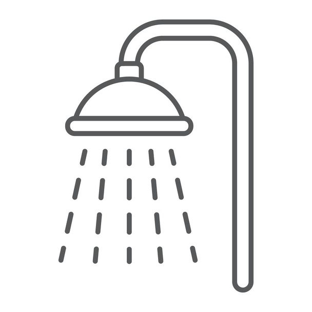 Icône de ligne mince de douche, immobilier et maison, graphiques vectoriels de signe de bain, un motif linéaire sur un fond blanc, eps 10
. - Vecteur, image