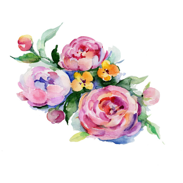 Bouquet flower in a watercolor style isolated. - Foto, Imagem