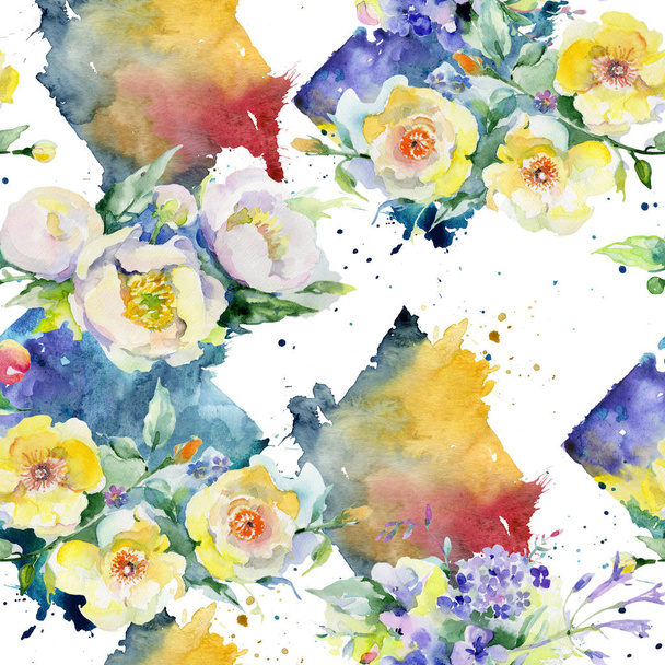 Bouquet flower pattern in a watercolor style. - Photo, Image