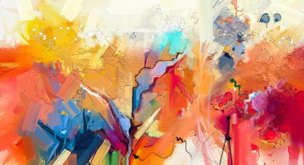Abstract colorful oil painting on canvas texture. Hand drawn brush stroke, oil color paintings background. - Zdjęcie, obraz