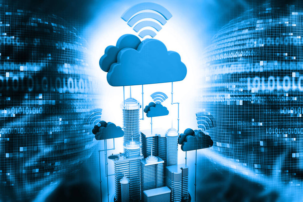 Concept de cloud computing sur fond de technologie. 3d rendu
  - Photo, image
