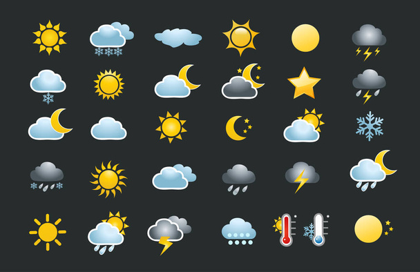 30 weather icons set - Διάνυσμα, εικόνα
