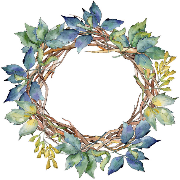 Maple leaves wreath in a watercolor style. - Photo, Image