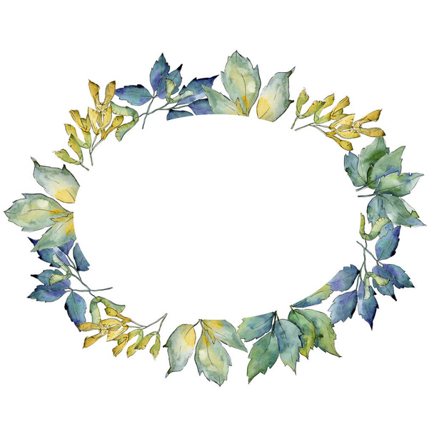 Maple leaves wreath in a watercolor style. - Fotografie, Obrázek
